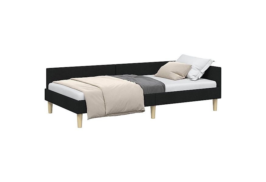 vidaXL Bett Eckbettgestell mit Kopfteil Schwarz 80 x 200 cm Stoff (1-tlg) günstig online kaufen