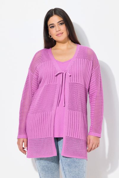 Ulla Popken Strickjacke Strickjacke Lochstrick Oversized günstig online kaufen