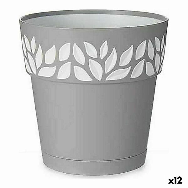 Selbstbewässernder Blumentopf Grau Weiß Kunststoff (15 X 15 X 15 Cm) (12 St günstig online kaufen