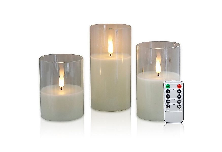 CCLIFE LED-Kerze LED Kerzen mit Glas Fernbedienung Timer Funktion, Echtwach günstig online kaufen