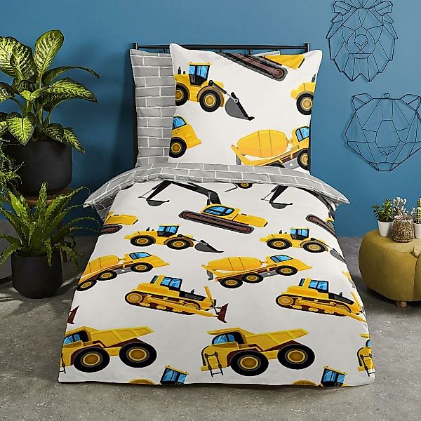 TRAUMSCHLAF Bettwäsche Bagger, Flanell, 2 teilig, günstig online kaufen