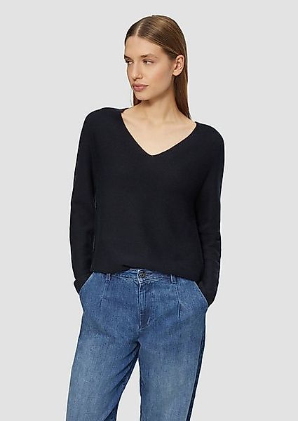 s.Oliver Strickpullover Gerippter Strickpullover aus Baumwollmix mit V-Auss günstig online kaufen