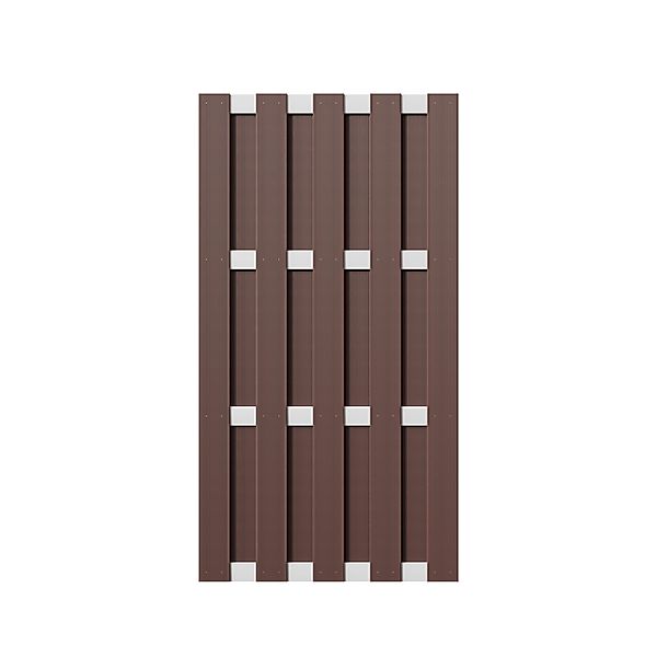 T&J WPC-Bretterzaun Eldena 4 Querriegel Aluminium 90 cm x 180 cm Braun günstig online kaufen