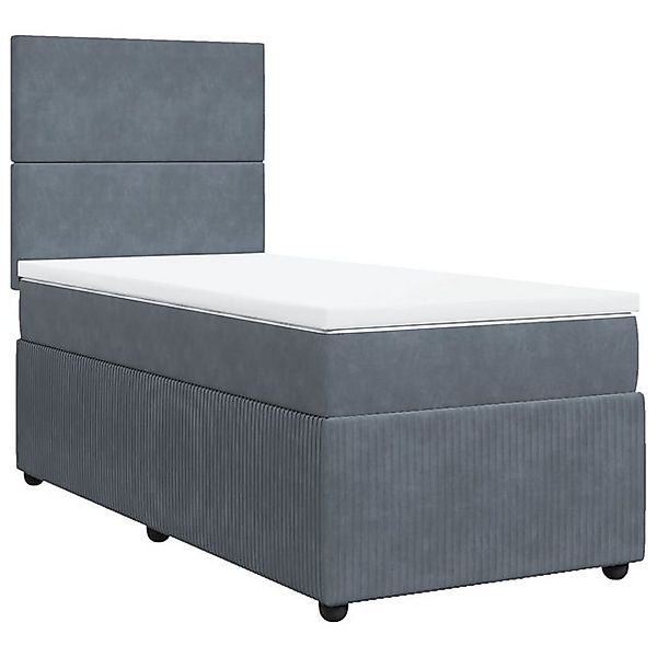 vidaXL Bettgestell Boxspringbett mit Matratze Dunkelgrau 90x200 cm Samt Bet günstig online kaufen