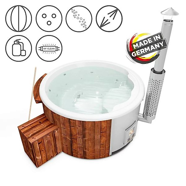 Holzklusiv Hot Tub Saphir 180 Thermoholz Spa Deluxe Clean UV Wanne Weiß günstig online kaufen