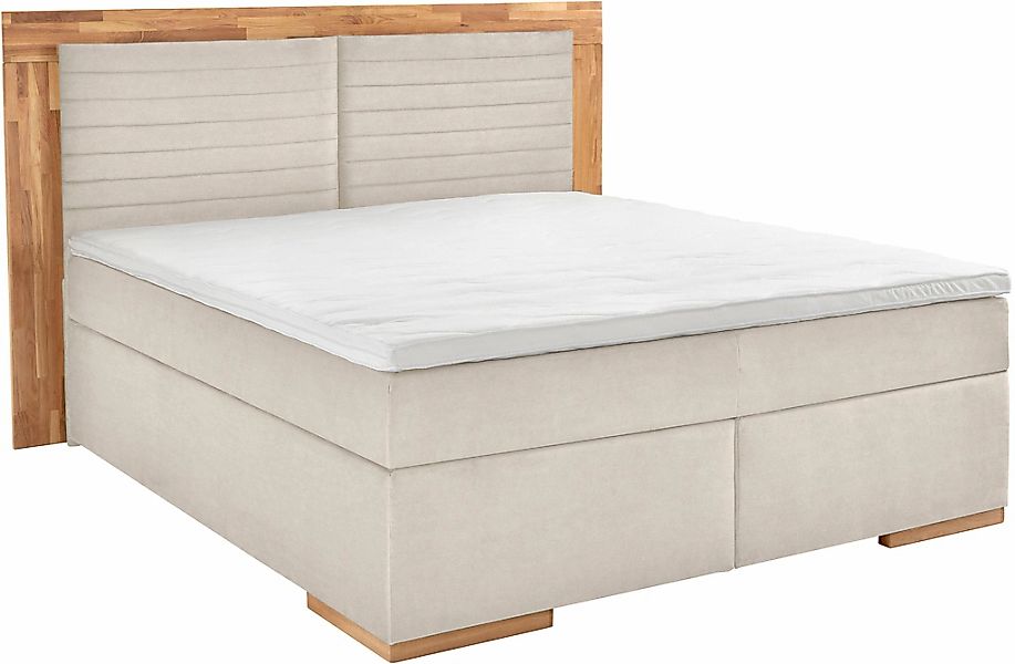 PLACES OF STYLE Boxspringbett "Cup" mit Massivholzrahmen, mit Topper, in 2 günstig online kaufen