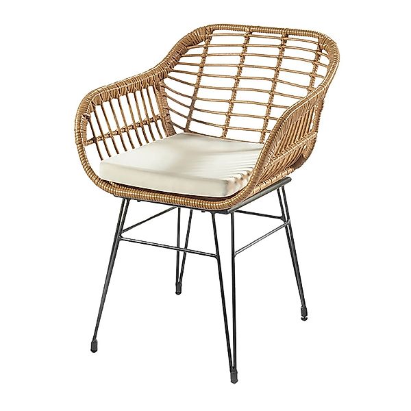 Kobolo Esszimmerstuhl Stuhl Gartensessel Gartenstuhl Retro Look mit Kissen günstig online kaufen