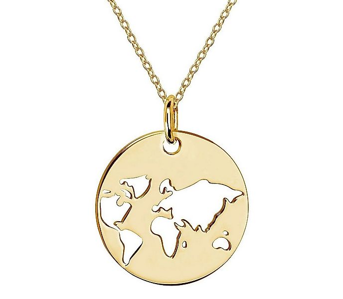 Materia Kette mit Anhänger Weltkarte / Globus Gold KA-36, aus 925 Sterling günstig online kaufen