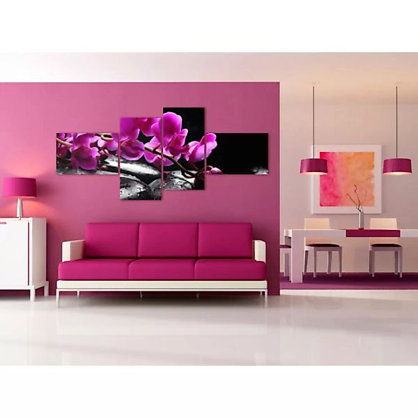 Wandbild Pinke Orchidee und Zen-Steine XXL günstig online kaufen