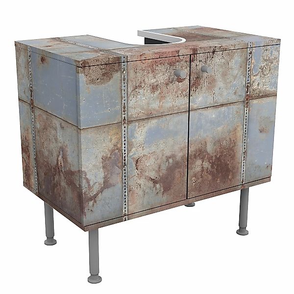 Waschbeckenunterschrank Shabby Industrial Metalloptik günstig online kaufen