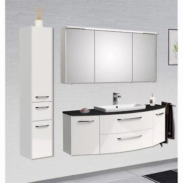 Lomadox Badmöbel Set abgerundet SEVILLA-66 in Weiß Hochglanz mit Beleuchtun günstig online kaufen