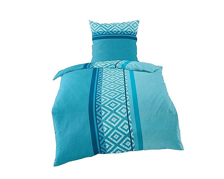 BIERBAUM Bettwäsche 135x200cm Ornamente Blau, Fleece, 2 teilig, mit moderne günstig online kaufen