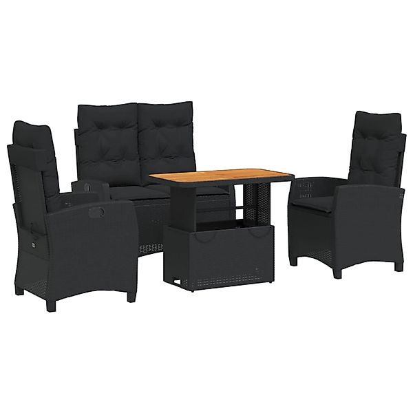 vidaXL 4-Tlg Garten-Essgruppe mit Kissen Schwarz Poly Rattan 3277395 günstig online kaufen