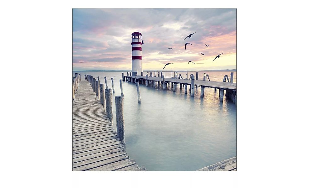 Glasbild 50x50 cm  White & Red Lighthouse - 50 cm - 50 cm - Sconto günstig online kaufen