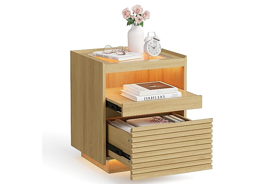 VASAGLE Nachttisch, mit LED-Beleuchtung, obere in 3 Farben, untere mit Bewe günstig online kaufen