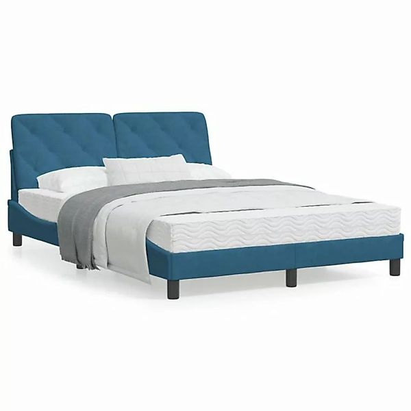 vidaXL Bett Bettgestell mit Kopfteil Blau 120x200 cm Samt günstig online kaufen
