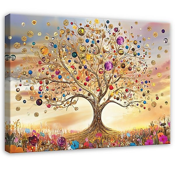 Wallarena Leinwandbild Abstrakt Bunt Baum Beige günstig online kaufen