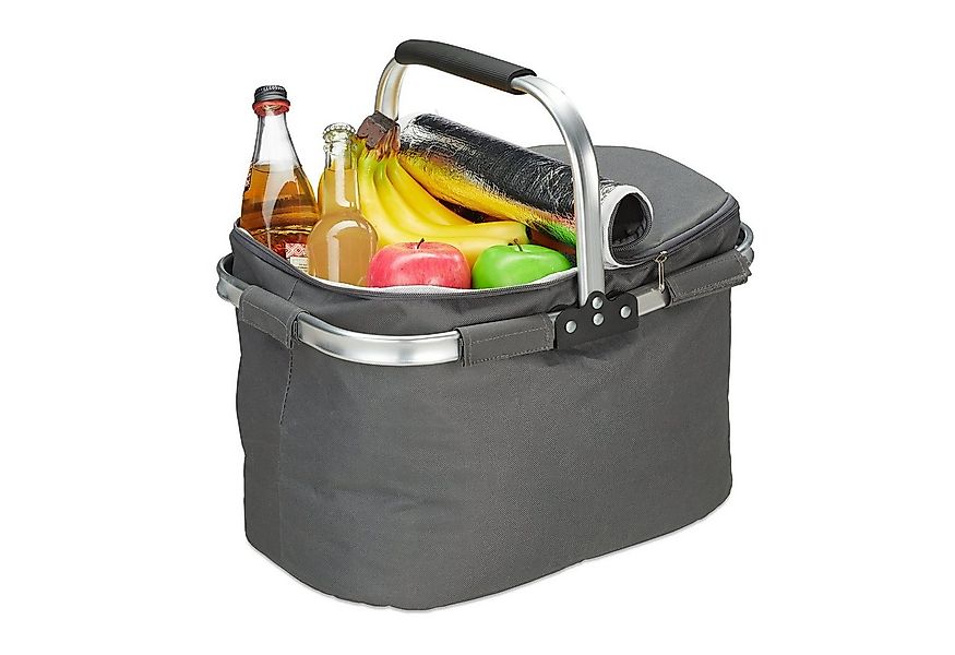 relaxdays Einkaufskorb mit Kühlfunktio, grau günstig online kaufen