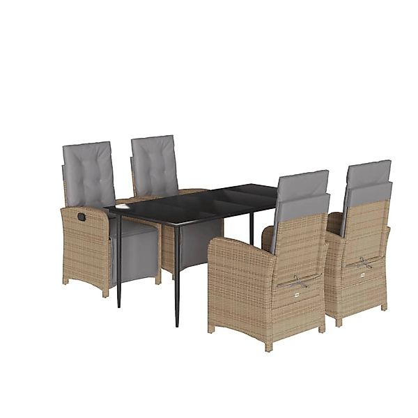 vidaXL 5-Tlg Garten-Essgruppe mit Kissen Beige Poly Rattan 3212587 günstig online kaufen