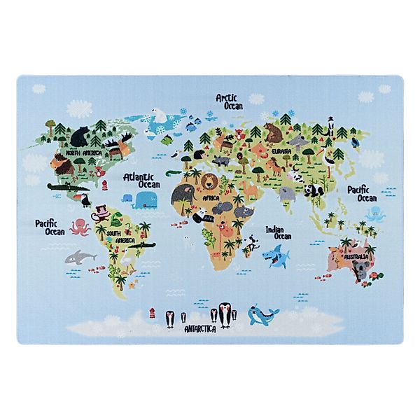 Teppium Teppich Weltkarte mit Tierdesign, Rechteckig, günstig online kaufen
