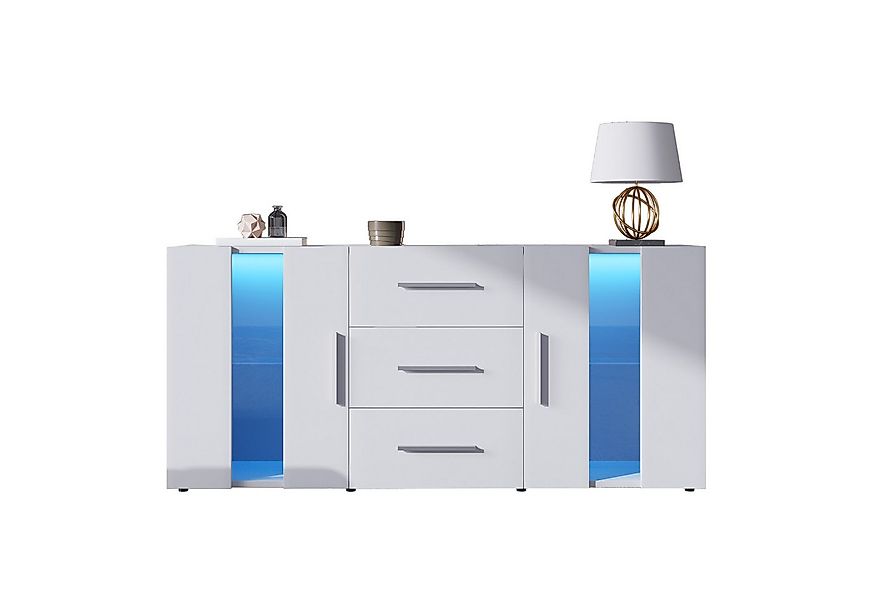 Merax Sideboard mit LED-Beleuchtung inkl. Fernbedienung, Kommode mit 2 Türe günstig online kaufen