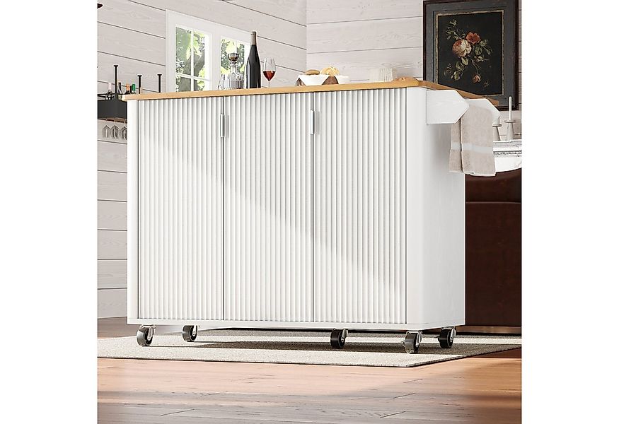 autolock Kücheninsel Ausziehbarer Küchenwagen Speisewagen mit Holzmaserung, günstig online kaufen