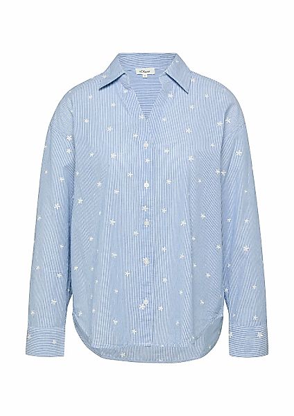 s.Oliver Langarmbluse im Streifen-Look und mit Allover-Stickereien günstig online kaufen