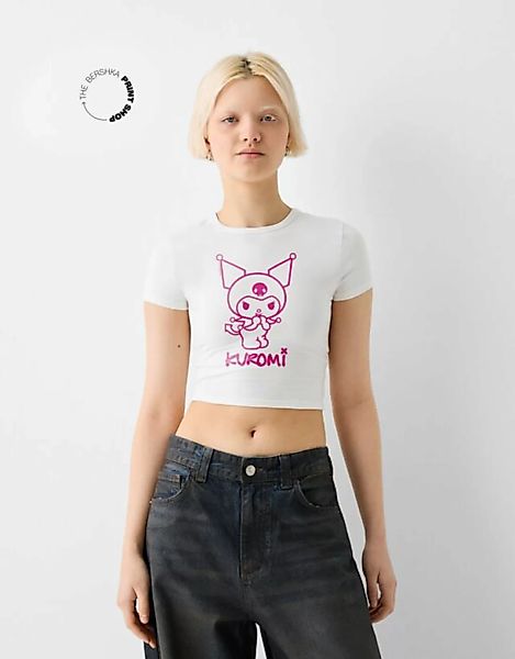 Bershka T-Shirt Kuromi Mit Kurzen Ärmeln Damen 10-12 Grbrochenes Weiss günstig online kaufen