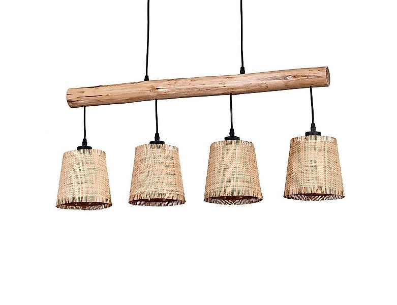 hofstein Pendelleuchte moderne Hängelampe aus Holz/Metall/Bast in Natur/Sch günstig online kaufen