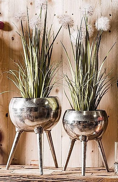 Dekovase Vase Blumenvase Gefäß Pokalvase Dekovase Pflanztopf Aluminium Silb günstig online kaufen