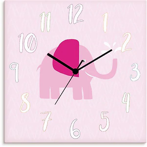 Artland Wanduhr "Elefant auf rosa", wahlweise mit Quarz- oder Funkuhrwerk, günstig online kaufen