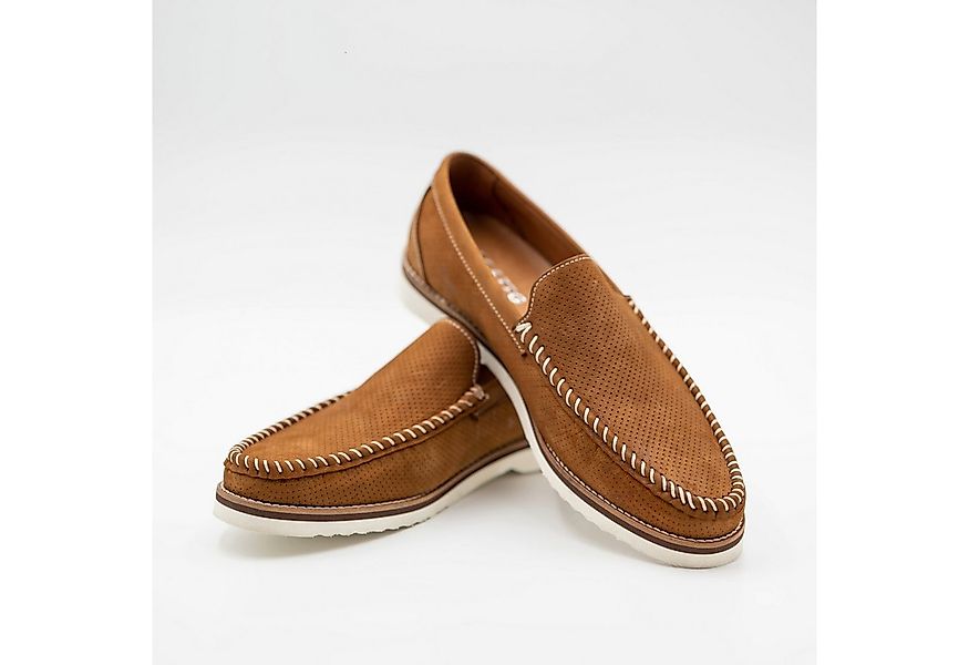 LaMarta Braun Lederschuhe für Männer mit Löchern, Businessschuhe Mokassin günstig online kaufen