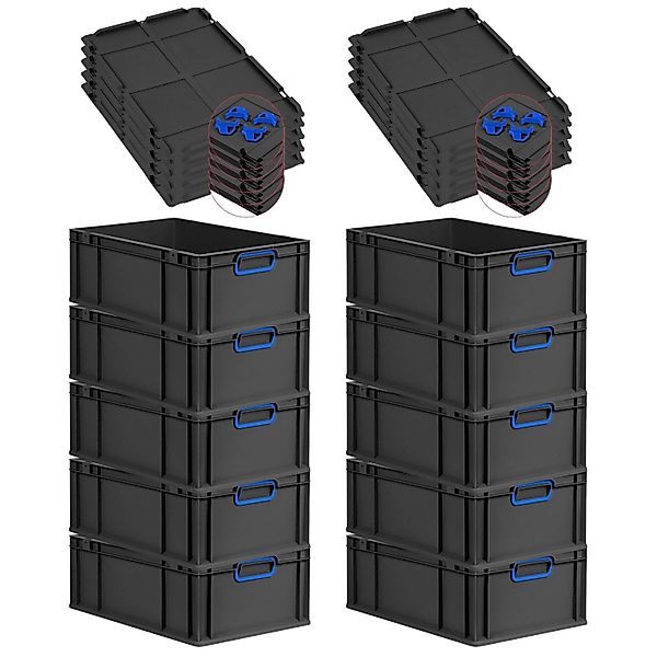 PROREGAL SparSet 10x Eurobox Nextgen Color Mit Auflagedeckel HxBxT 22x40x60 günstig online kaufen