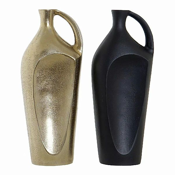 Vase Dkd Home Decor Mit Griffen Schwarz Aluminium 14 X 8 X 34 Cm (2 Pcs) günstig online kaufen