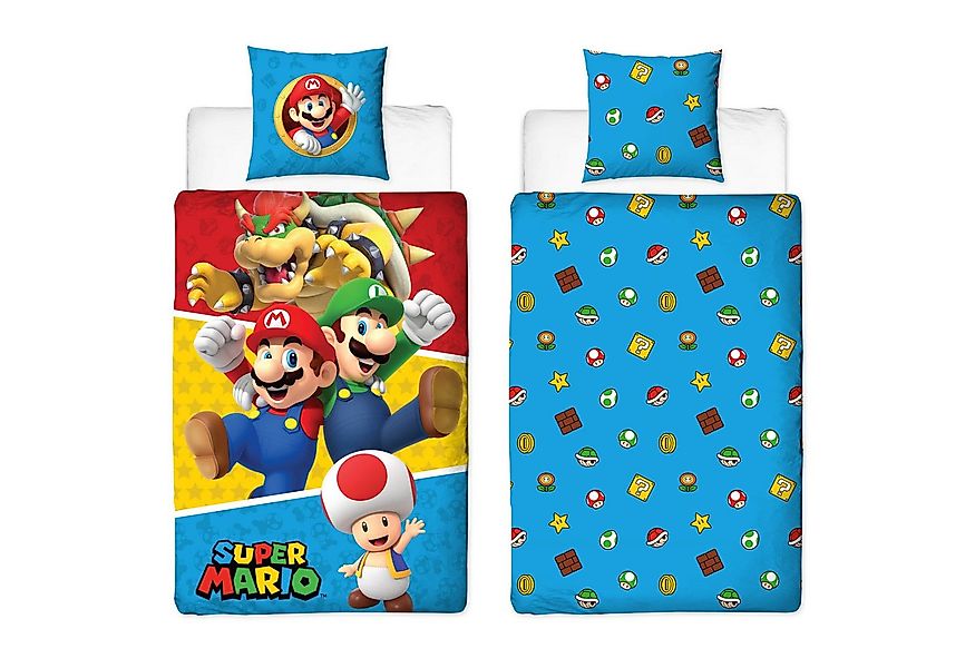 Familando Kinderbettwäsche Super Mario Splitter - Set 2-teilig 135x200 80x8 günstig online kaufen