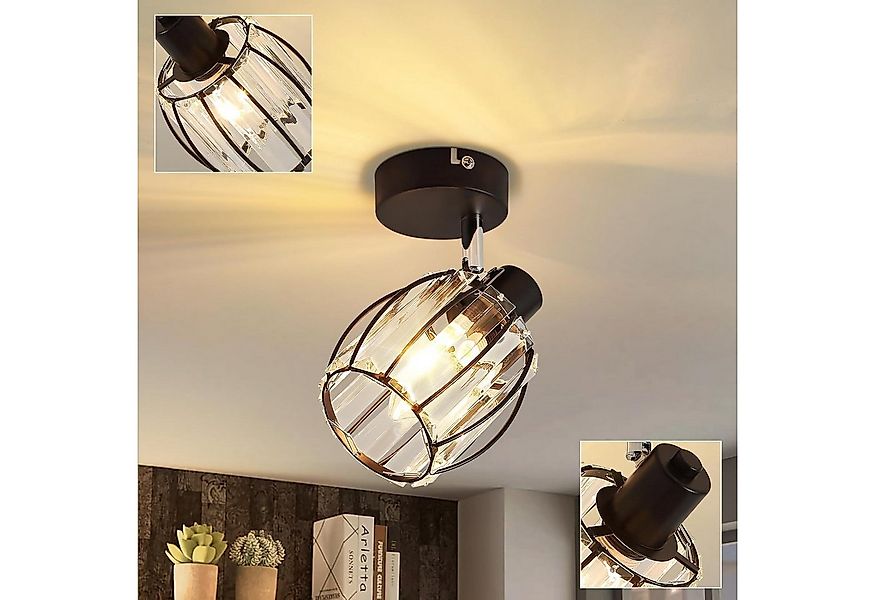 Nettlife Deckenstrahler Kristall Vintage Industrial Deckenspot Schwarz E14 günstig online kaufen