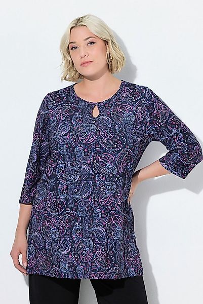 Ulla Popken T-Shirt T-Shirt A-Linie Keyhole Rundhals 3/4-Arm günstig online kaufen