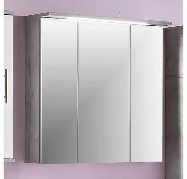 Lomadox Spiegelschrank NITRA-80 Badezimmer in Steingrau mit LED-Beleuchtung günstig online kaufen