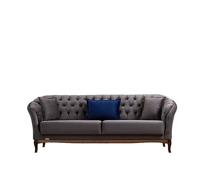 Xlmoebel Chesterfield-Sofa Chesterfield Bank Textil Stil 3 Sitze Elegante C günstig online kaufen