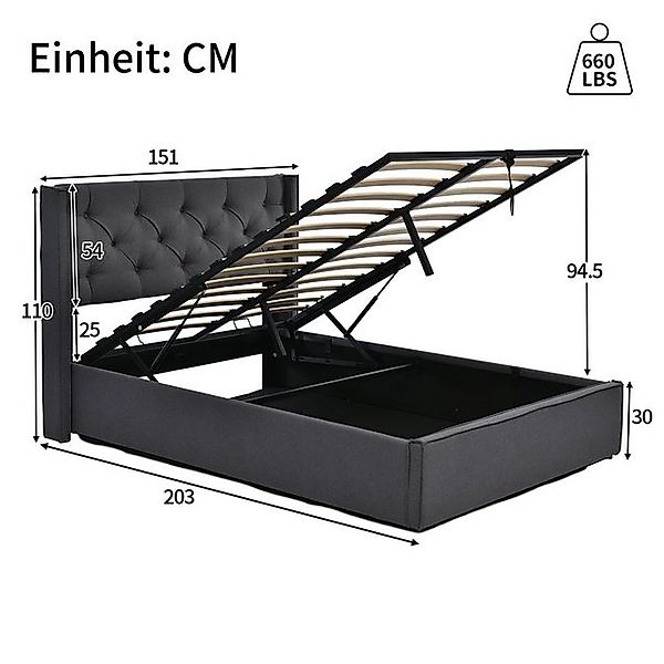 REDOM Polsterbett Hydraulisches (140x200cm,Bett mit Lattenrost aus Metallra günstig online kaufen