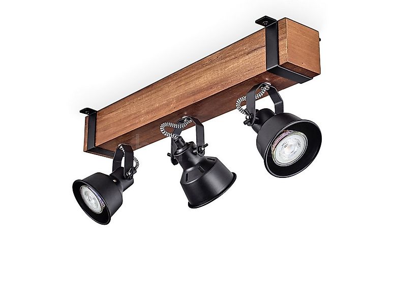 hofstein Deckenleuchte moderne Deckenlampe aus Metall/Holz in Schwarz/Dunke günstig online kaufen
