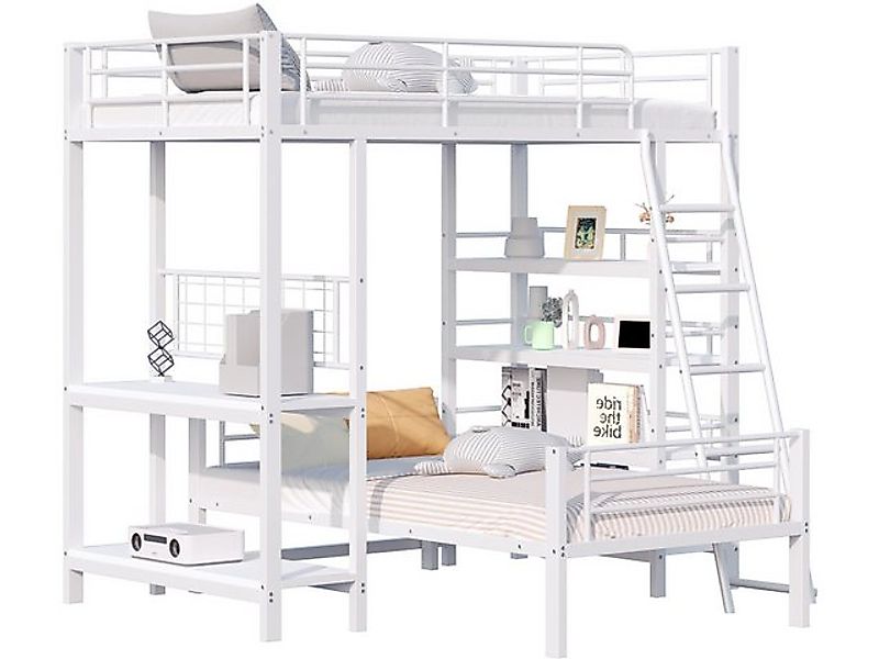 SeedWave Etagenbett Mehrzweckbett mit Regalen und Sicherheitszäunen, 90x200 günstig online kaufen