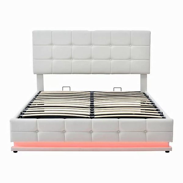 Ulife Polsterbett Doppelbett Erwachsenen Jugendbett mit LED Beleuchtung, Hy günstig online kaufen