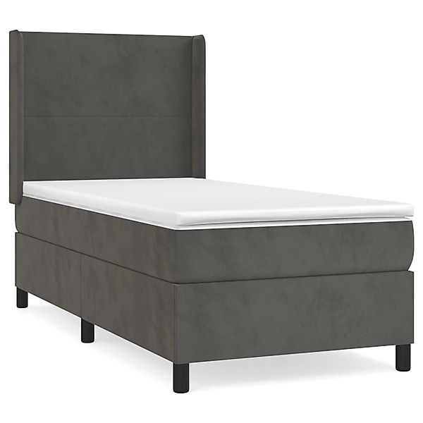 vidaXL Boxspringbett mit Matratze Dunkelgrau 90x200 cm Samt1378410 günstig online kaufen