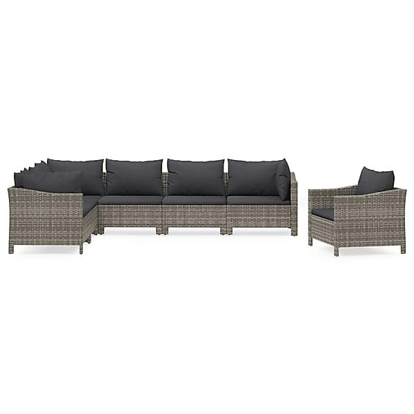 vidaXL 7-Tlg Garten-Lounge-Set mit Kissen Grau Poly Rattan 3187286 günstig online kaufen