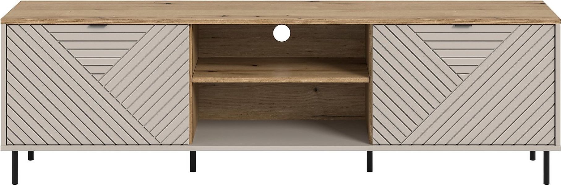 Home affaire Lowboard RAITA, Breite 184 cm, Front mit Desgin-Fräsung, 2 Tür günstig online kaufen