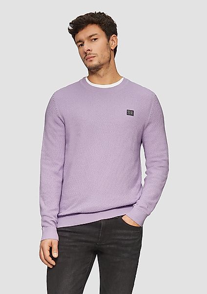 s.Oliver Strickpullover Strukturierter Strickpullover mit Logo-Patch günstig online kaufen