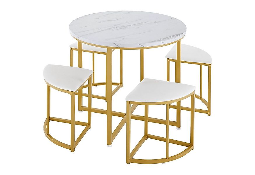MODFU Essgruppe Esszimmertisch-Set, (mit Esstisch, 4 kleinen Hockers, 5-tlg günstig online kaufen