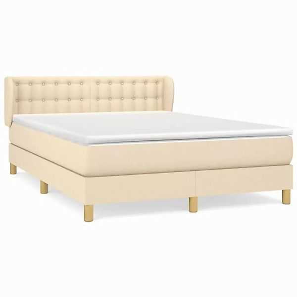 vidaXL Boxspringbett mit Matratze Creme 140x190 cm Stoff1368713 günstig online kaufen