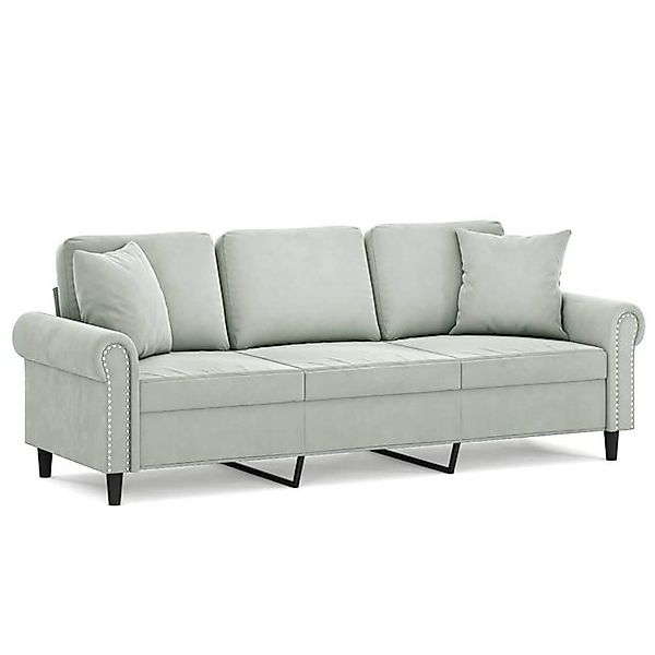 vidaXL Sofa, 3-Sitzer-Sofa mit Zierkissen Hellgrau 180 cm Samt günstig online kaufen